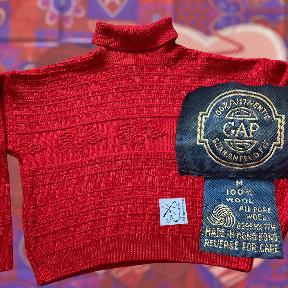 Gap 100% Wool Turtleneck Boxy Sweater Sz M